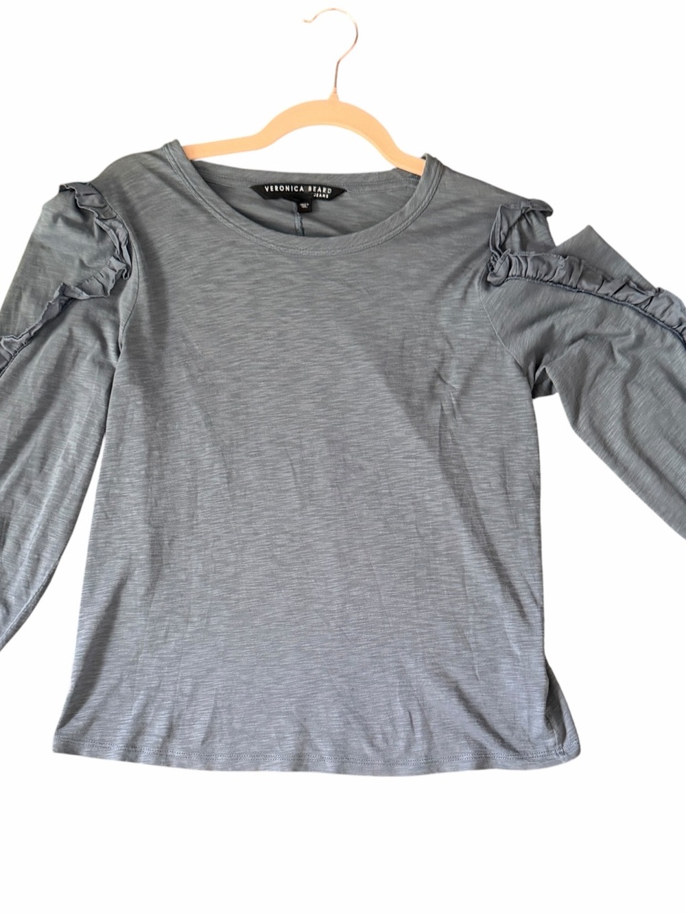 Veronica Beard Osage Cotton Ruffle Sleeve Smocked Cuff Top- S- MSRP $225 - Picture 9 of 16